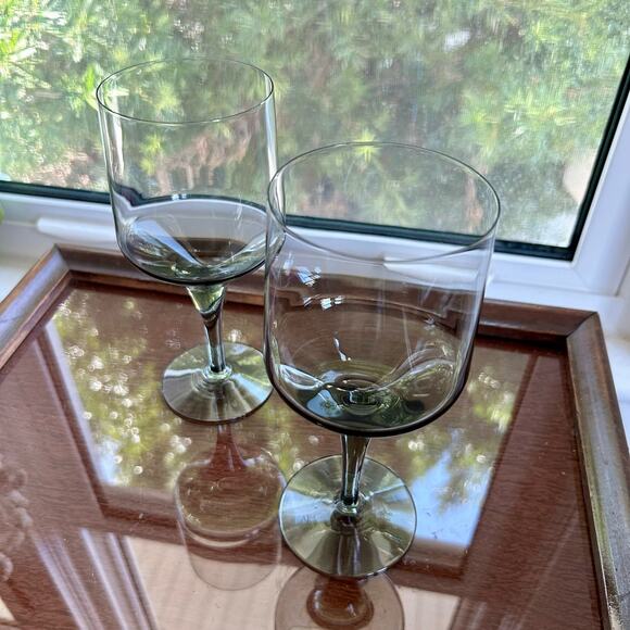 Orrefors Rhapsody Mid Century Smoke Crystal Water Glasses Wine Glasses set of 2 - Picture 8 of 9